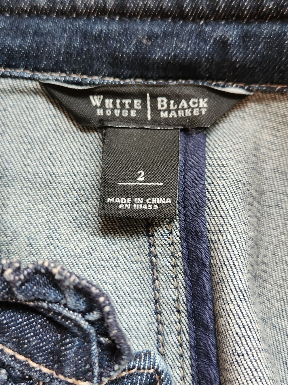 WHBM Denim Puff Sleeve Ruffle Jacket - Picture 4 of 5